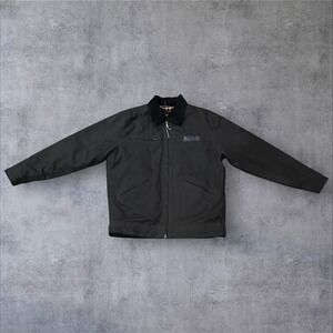 Burks Bay Jacket Mens Med Black Canvas NRA Logo Embroidered Plaid Lined Corduroy